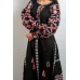 Boho Style Ukrainian Embroidered Maxi Broad Dress Black "Grace"